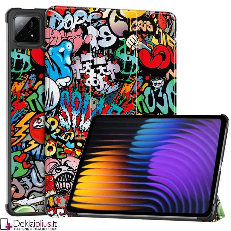 Dirbtinės odos atverčiamas dėklas - Grafiti (Xiaomi Pad 7/Pad 7 Pro/Pad 8/Pad 8 Pro) Dirbtinės odos atverčiamas dėklas - Grafiti (Xiaomi Pad 7/Pad 7 Pro/Pad 8/Pad 8 Pro)